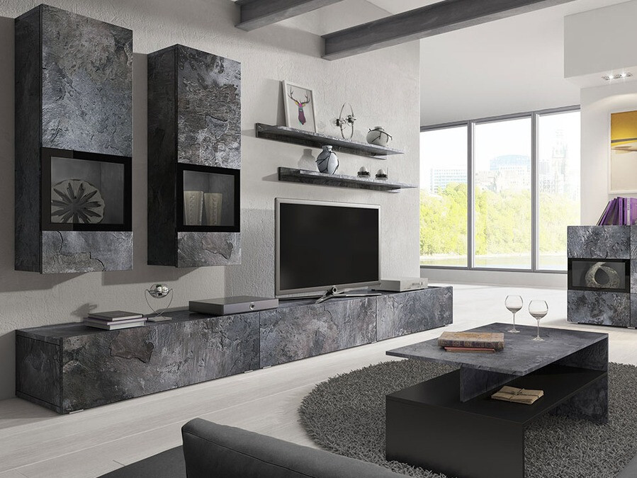 Журнальный столик Serodeu 103 (Темный бетон + Чёрный)