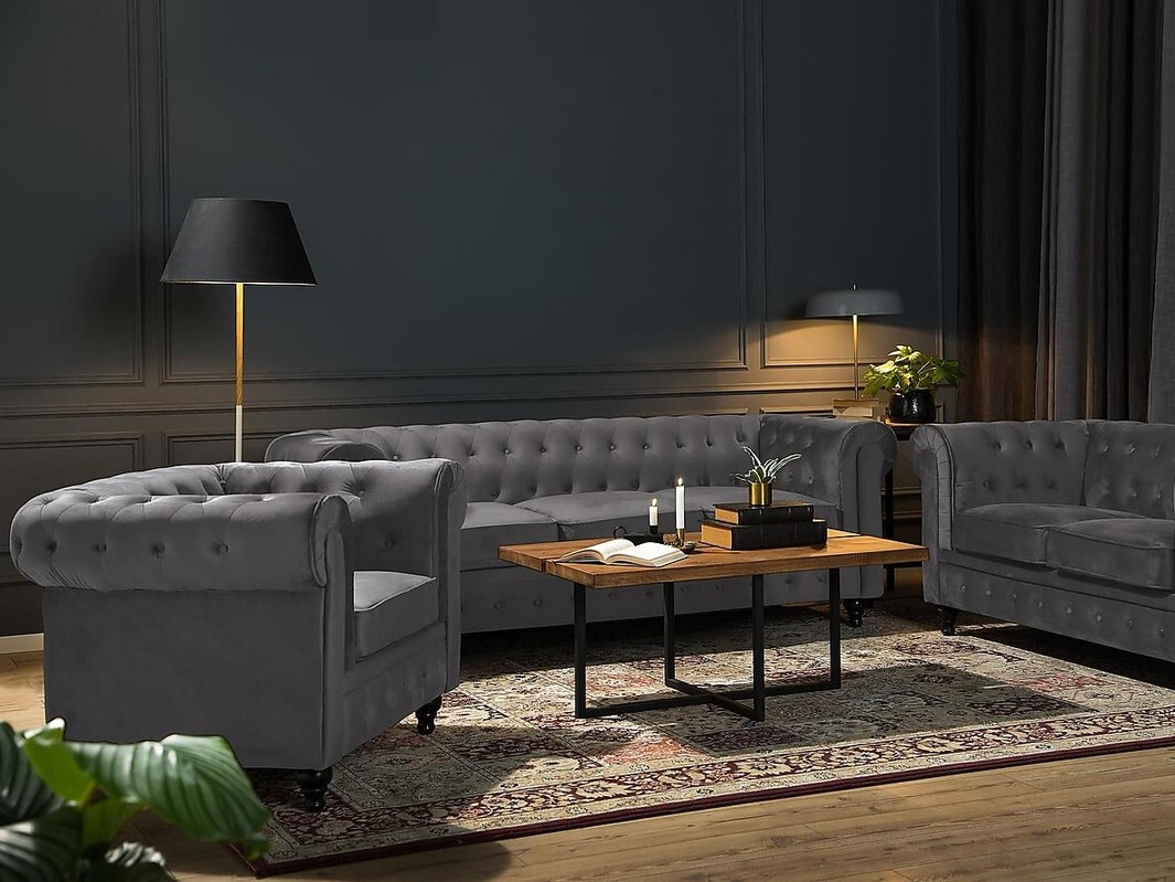Chesterfield krēsls Manor House Ophfenu 100 (Tumši pelēks)