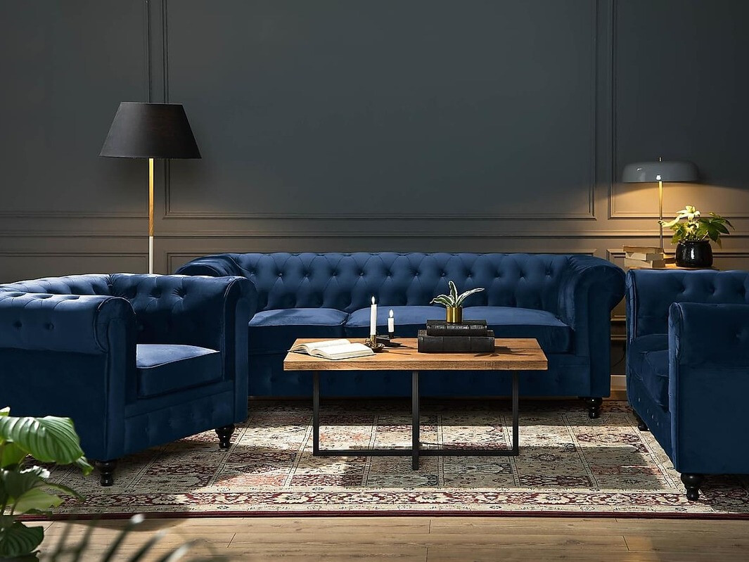 Chesterfield krēsls Manor House Ophfenu 100 (Zils)