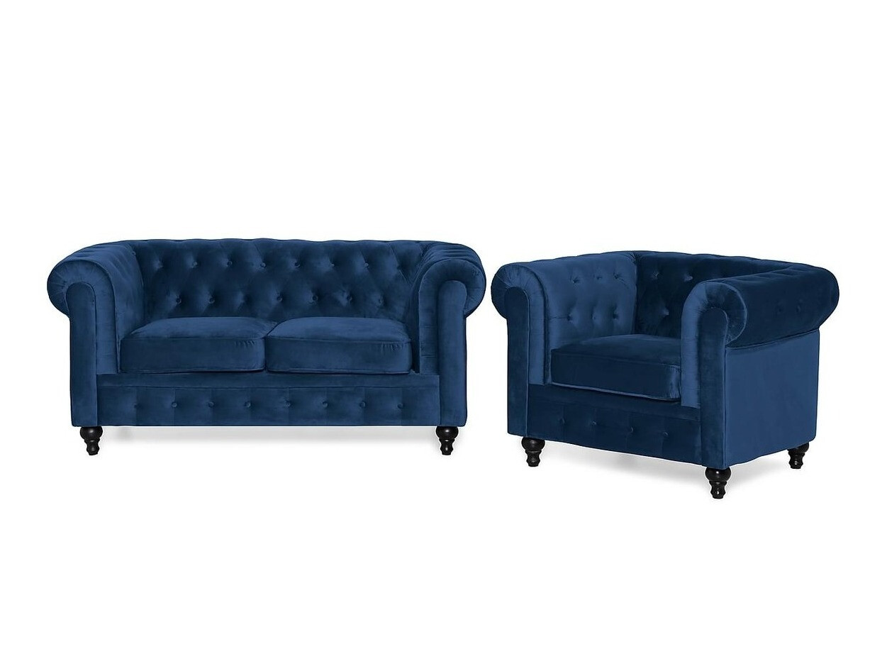 Chesterfield mīksto mēbeļu komplekts Manor House Ophfenu 102 (Zils)