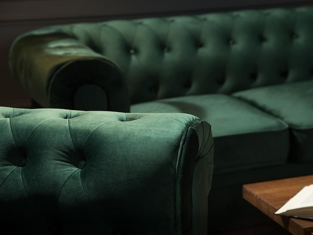 Chesterfield mīksto mēbeļu komplekts Manor House Ophfenu 110 (Zaļš)