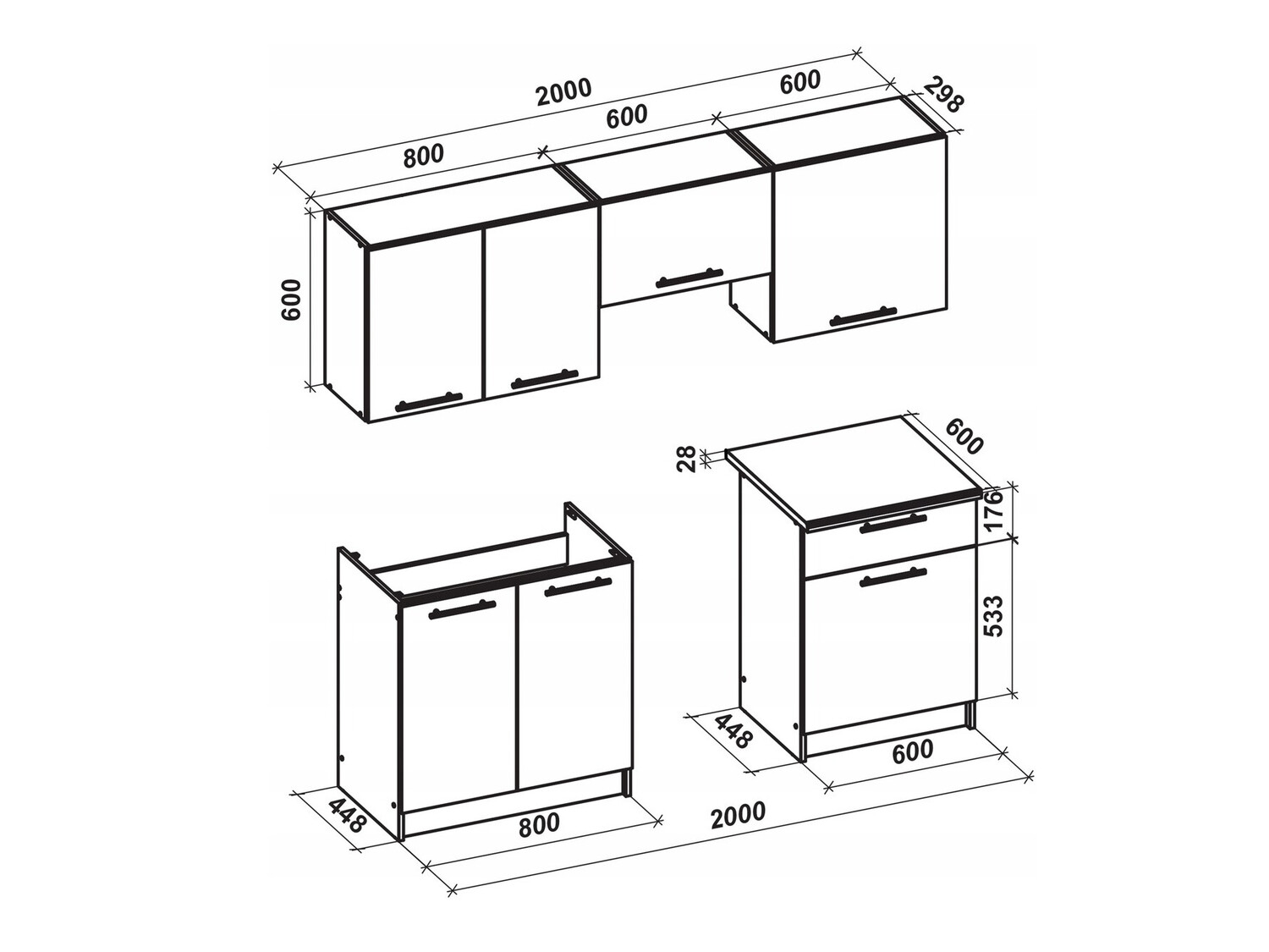 Кухонный гарнитур Houston 857 (Глянцевый белый + Сонома Дуб)