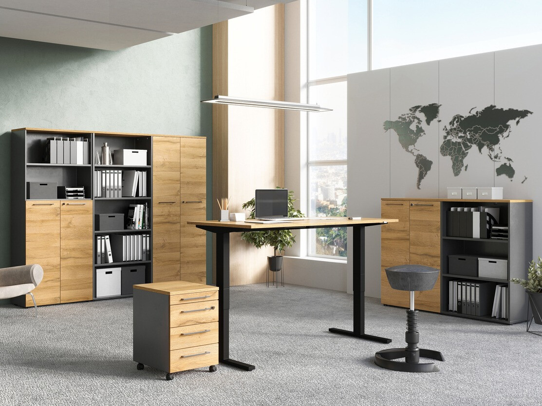 Тумба с ящиками Eliromo 107 (Графит + Внук дуб)