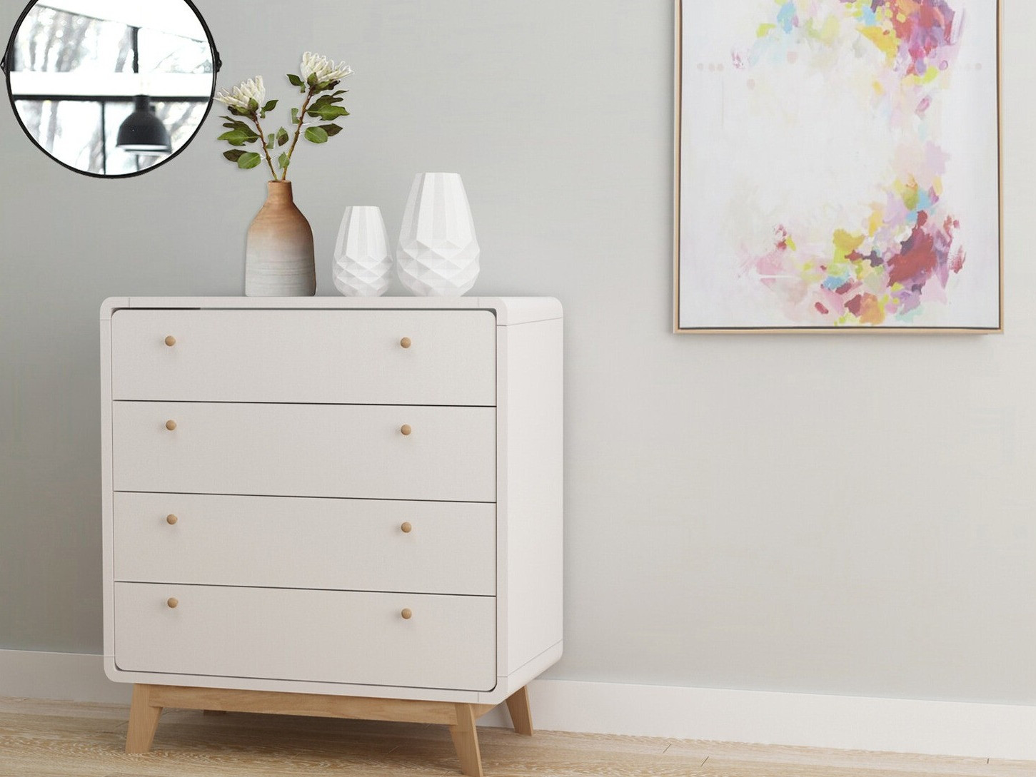 Kомод Elbtena 112 (Белый + Дуб)