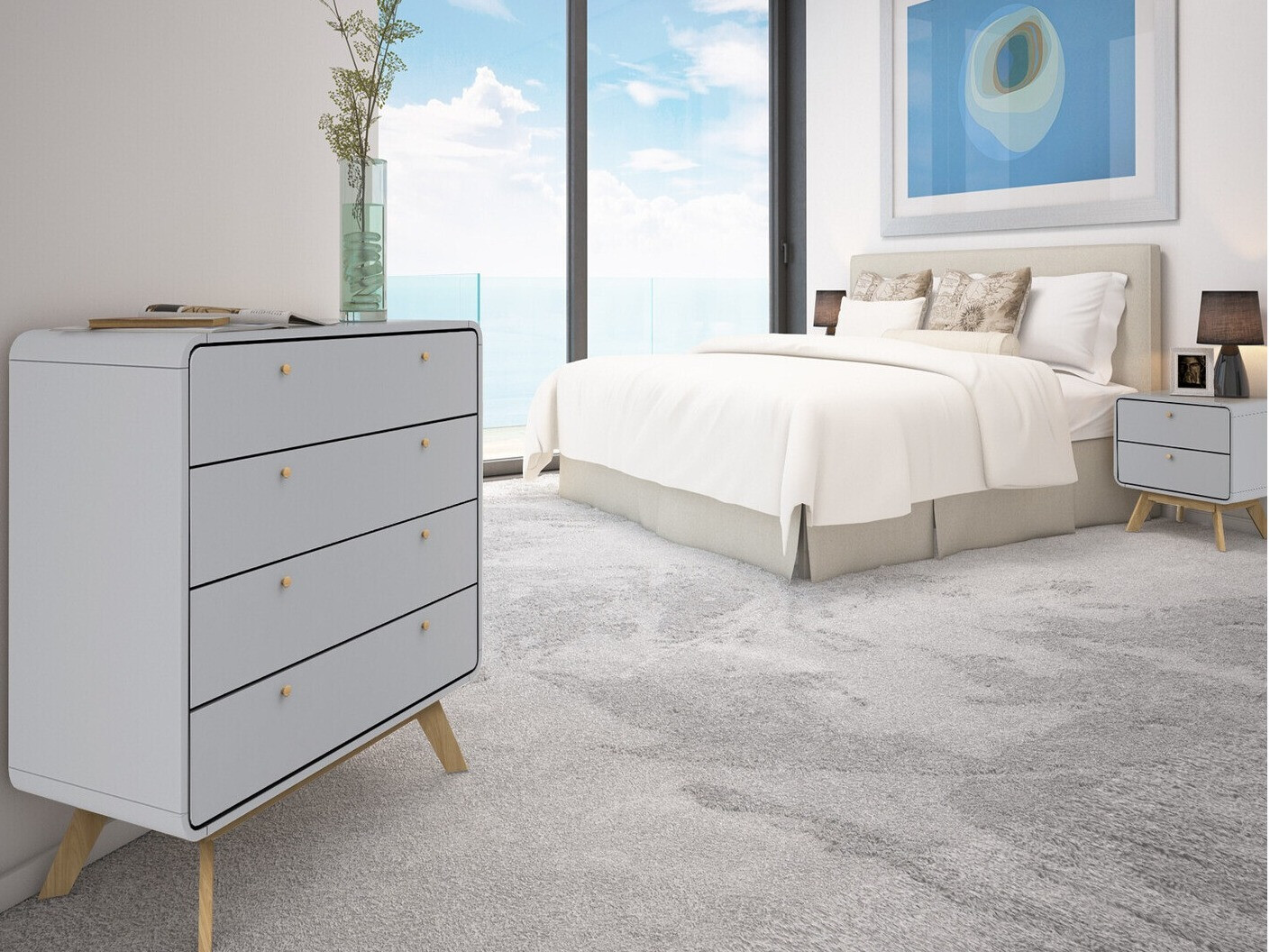 Kumode Elbtena 112 (Pelēks + Ozols)