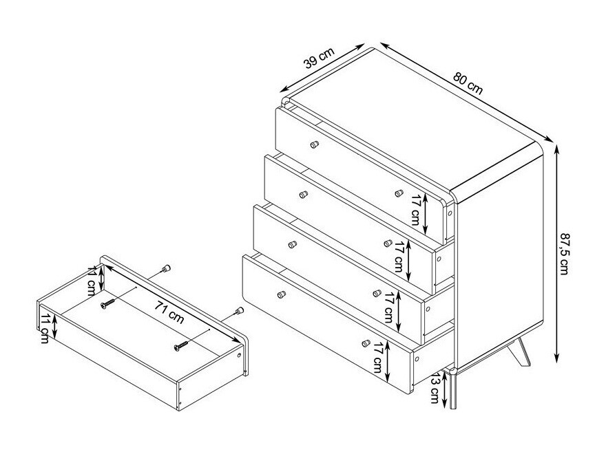 Kumode Elbtena 112 (Rieksts + Balts)
