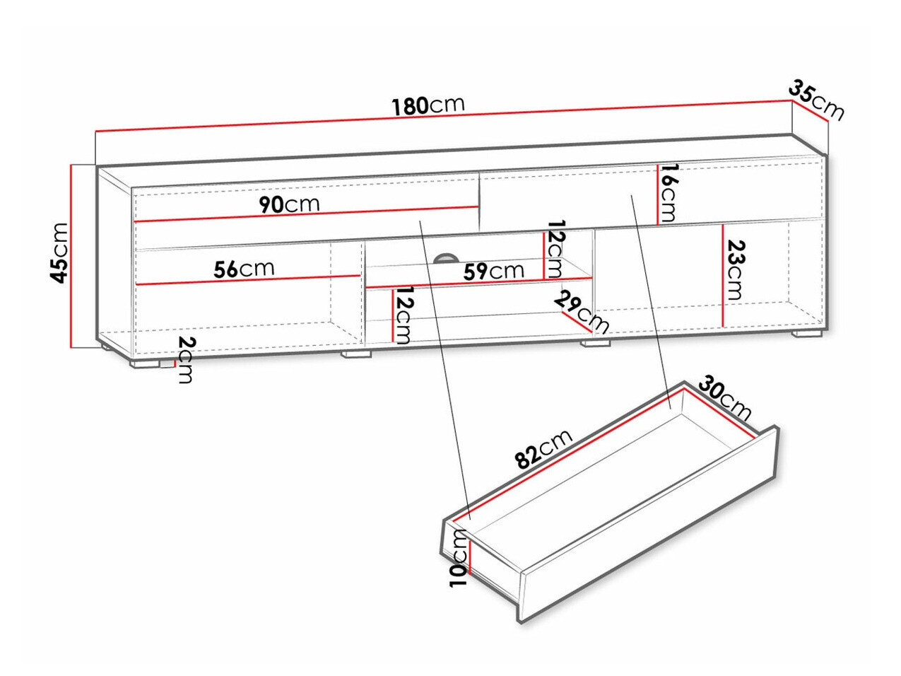 ТВ тумба Sarasota 134 (Белый + Глянцевый белый)