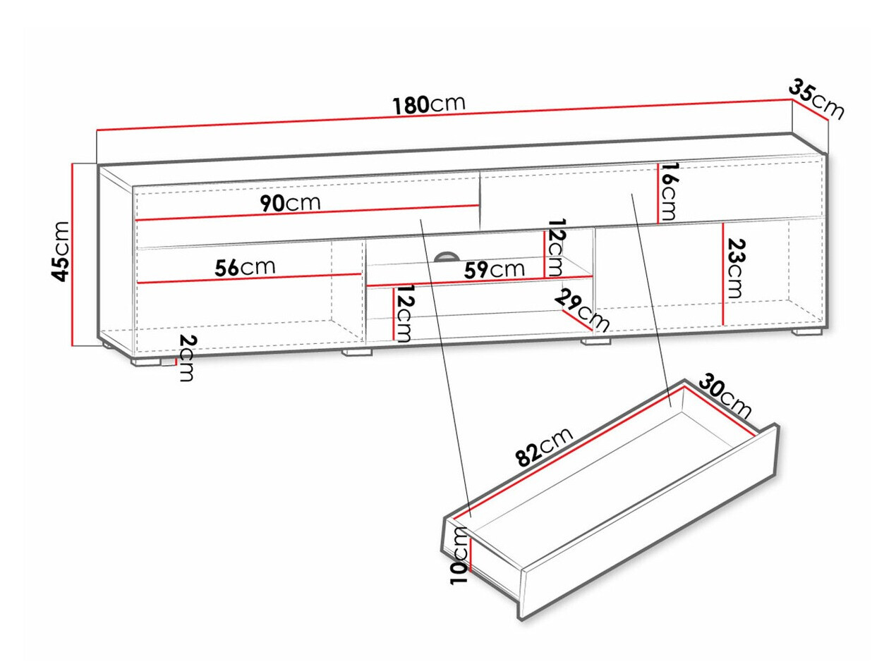 ТВ тумба Sarasota 134 (Белый + Глянцевый белый)