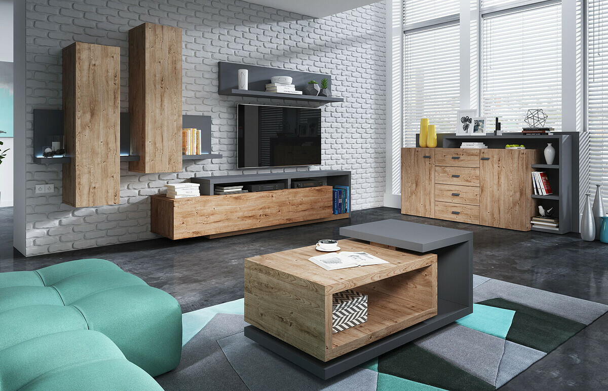 Kомод Lutiva 106 (Антрацит + Ribbeck дуб)