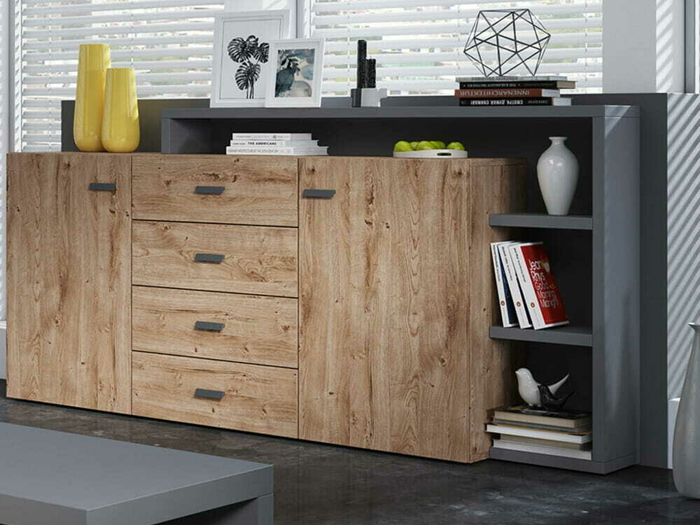 Kumode Lutiva 106 (Antracīts + Ribbeck ozols)