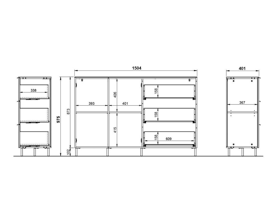 Kомод Revteno 105 (Графит + Navarra дуб)