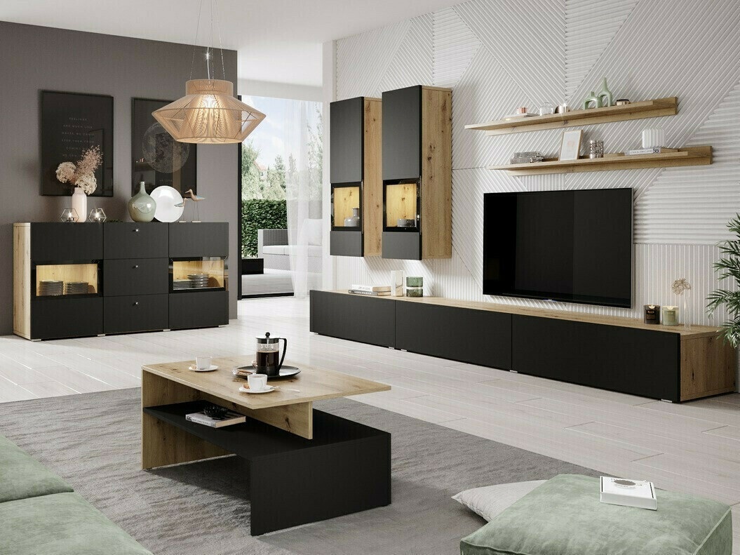 Журнальный столик Serodeu 103 (Artisan дуб + Матовый черный)