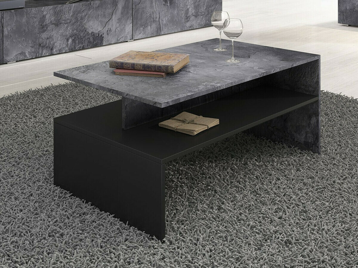 Žurnālu galdiņš Serodeu 103 (Tumšs betons + Melns)