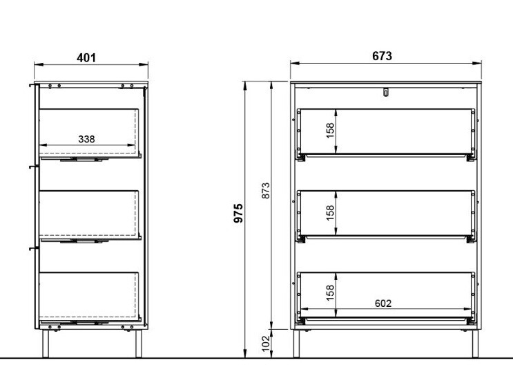 Kumode Revteno 107 (Grafīts + Navarra ozols)