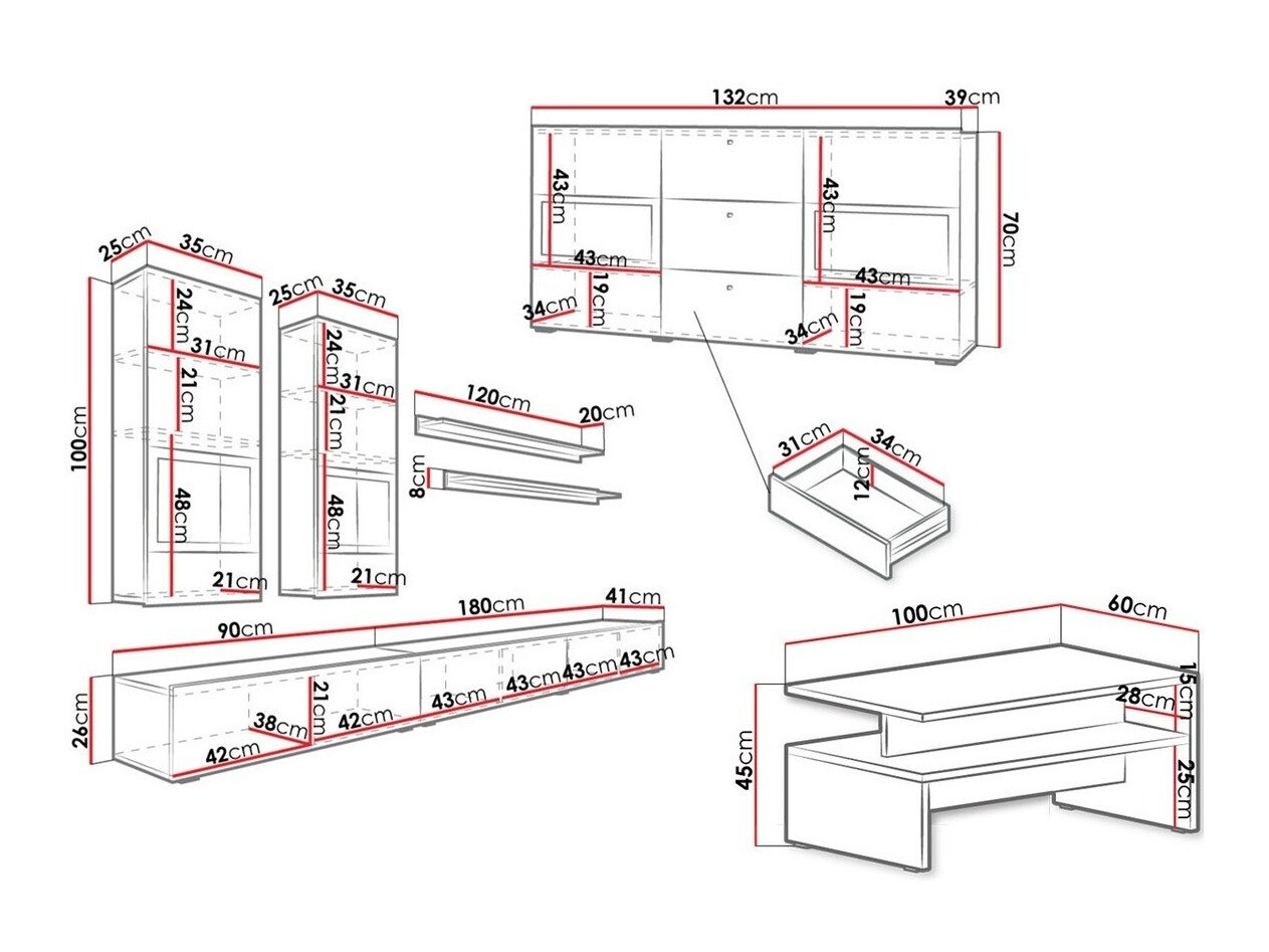 Набор для гостиной Serodeu 104 (Темный бетон)