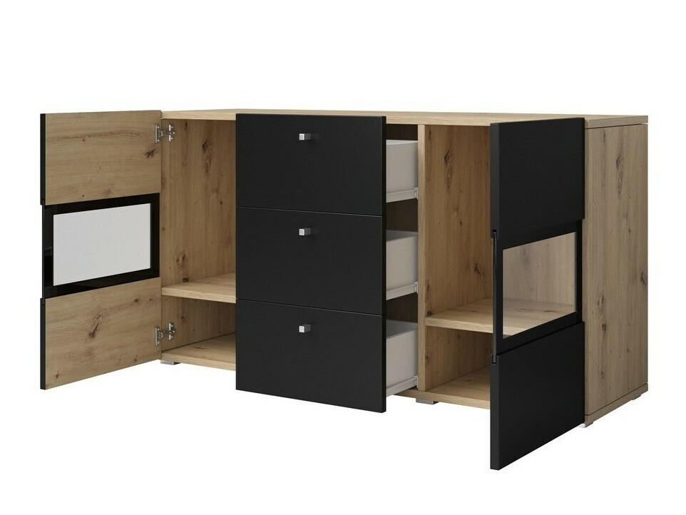 Viesistabas komplekts Serodeu 104 (Artisan ozols + Matēts melns)