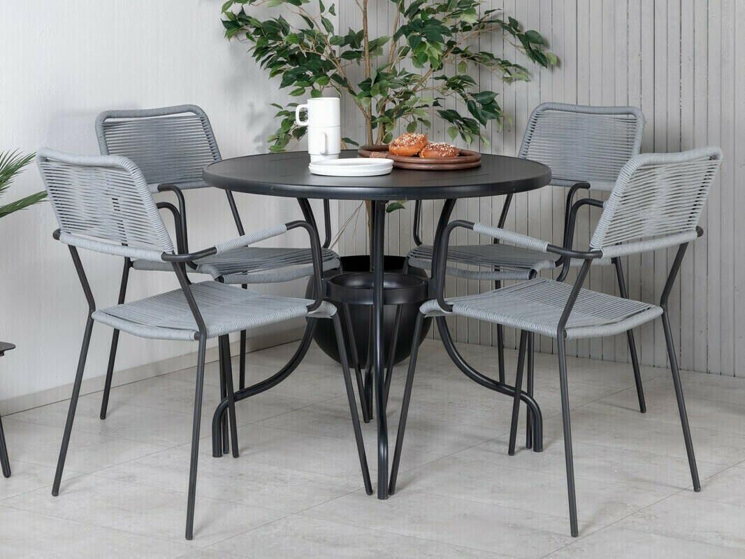 Dārza krēsls Dallas 2819 (Pelēks + Melns)