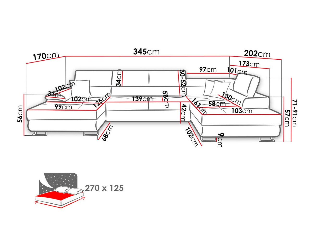 Угловой диван Comfivo 190 (Soft 017 + Lux 06 + Soft 017)