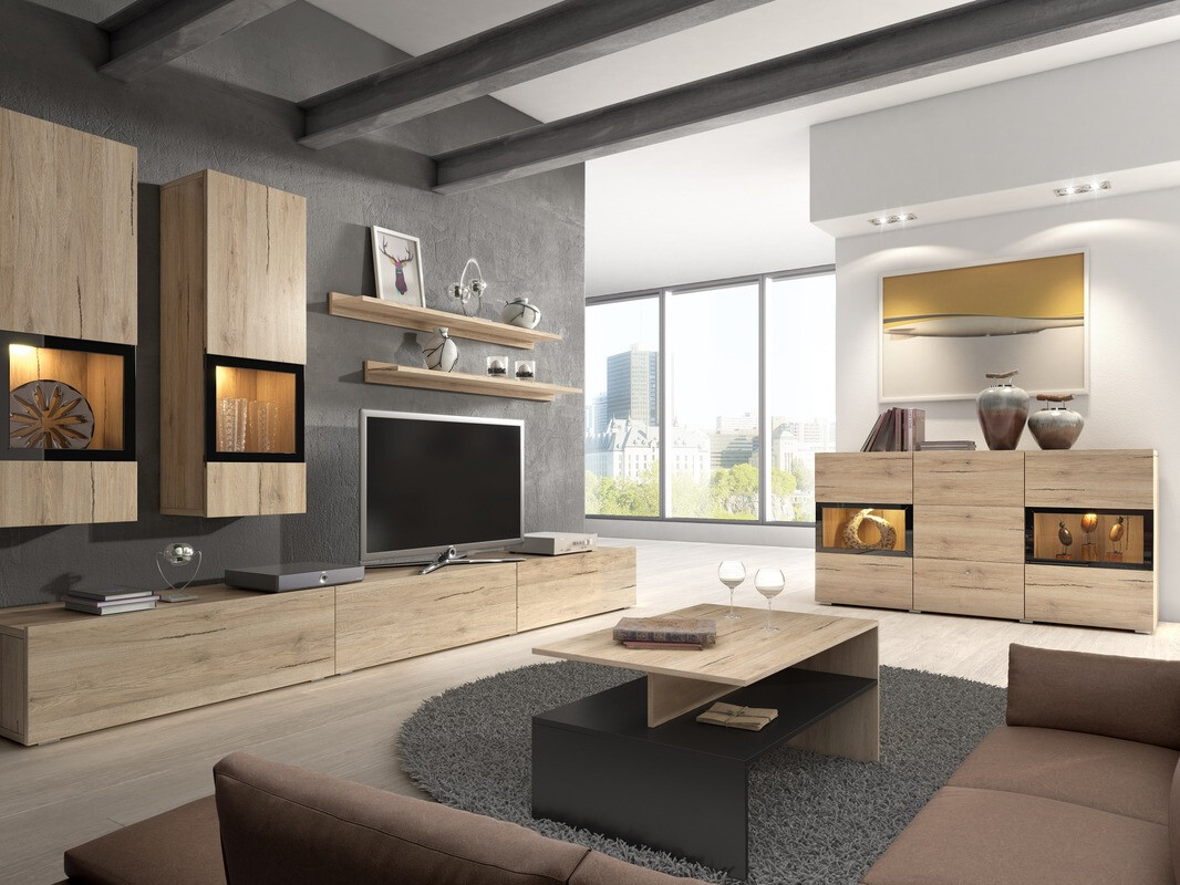 Журнальный столик Serodeu 103 (Сан Ремо дуб + Чёрный)