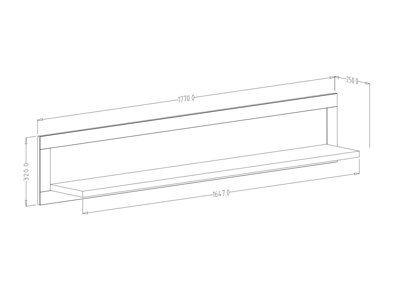 Настенная полка Tolnue 100 (Выбеленная ясень)