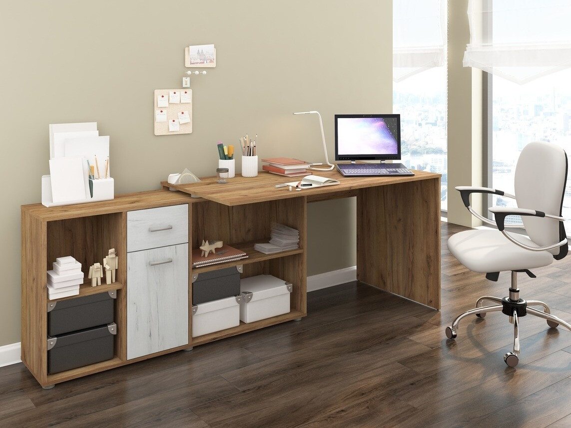 Stūra rakstāmgalds Gilroy 113 (Craft ozols + Amatniecības balts)