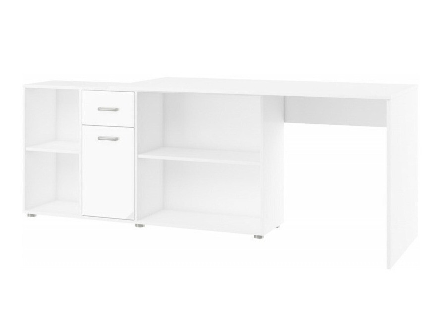 Угловой письменный стол Gilroy 113 (Белый + Глянцевый белый)