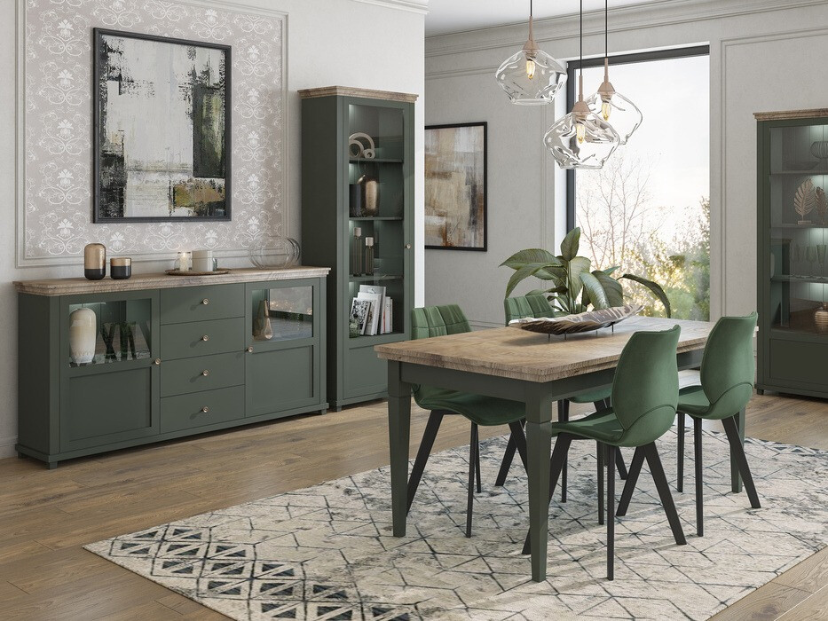Kомод Tolnue 103 (Темно-зеленый + Дуб лефкас)