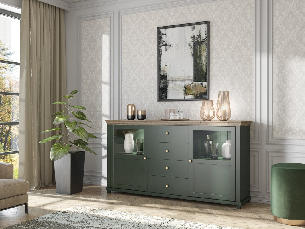 Kumode Tolnue 103 (Tumši zaļš + Lefkas ozols)