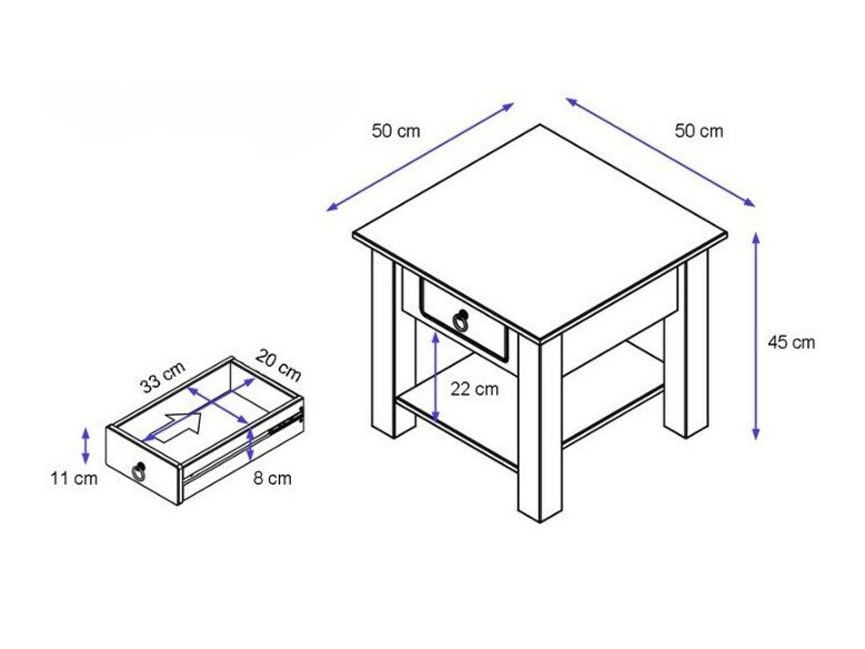 Kafijas galdiņš Denton 121 (Balts + Pelēks ozols)