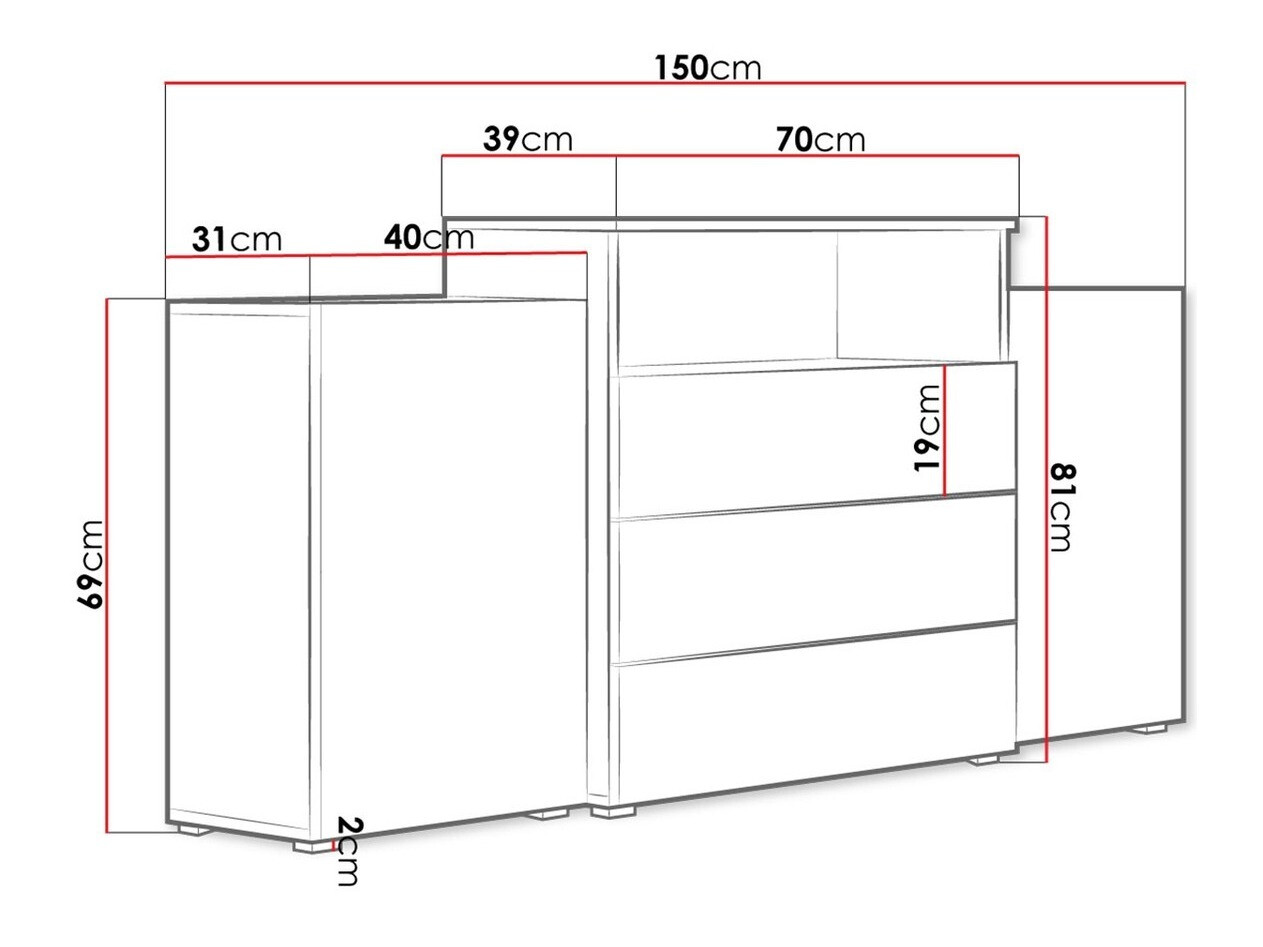 Kомод Sarasota 127 (Белый + Глянцевый белый)