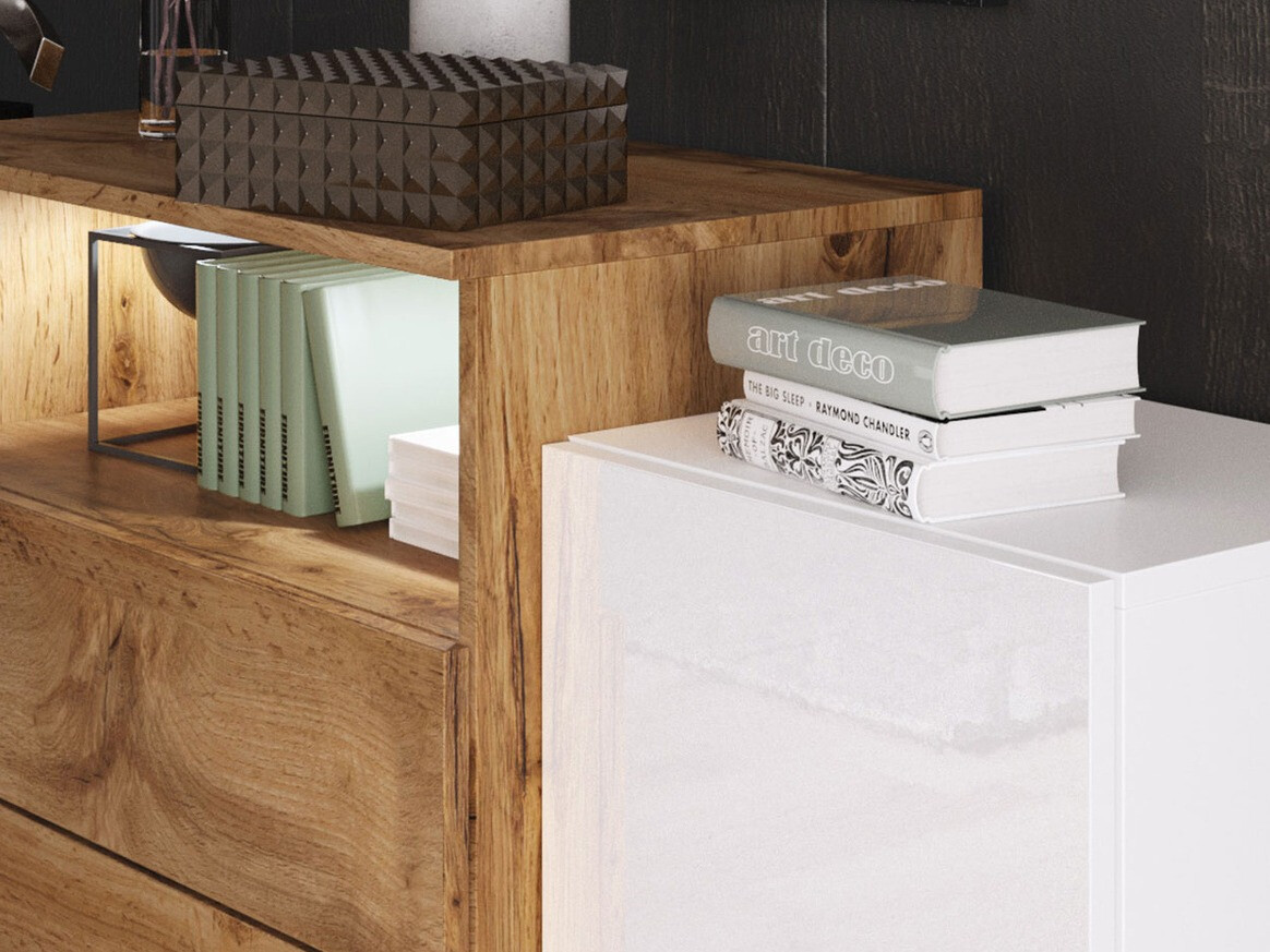 Kомод Sarasota 127 (Белый + Глянцевый белый)