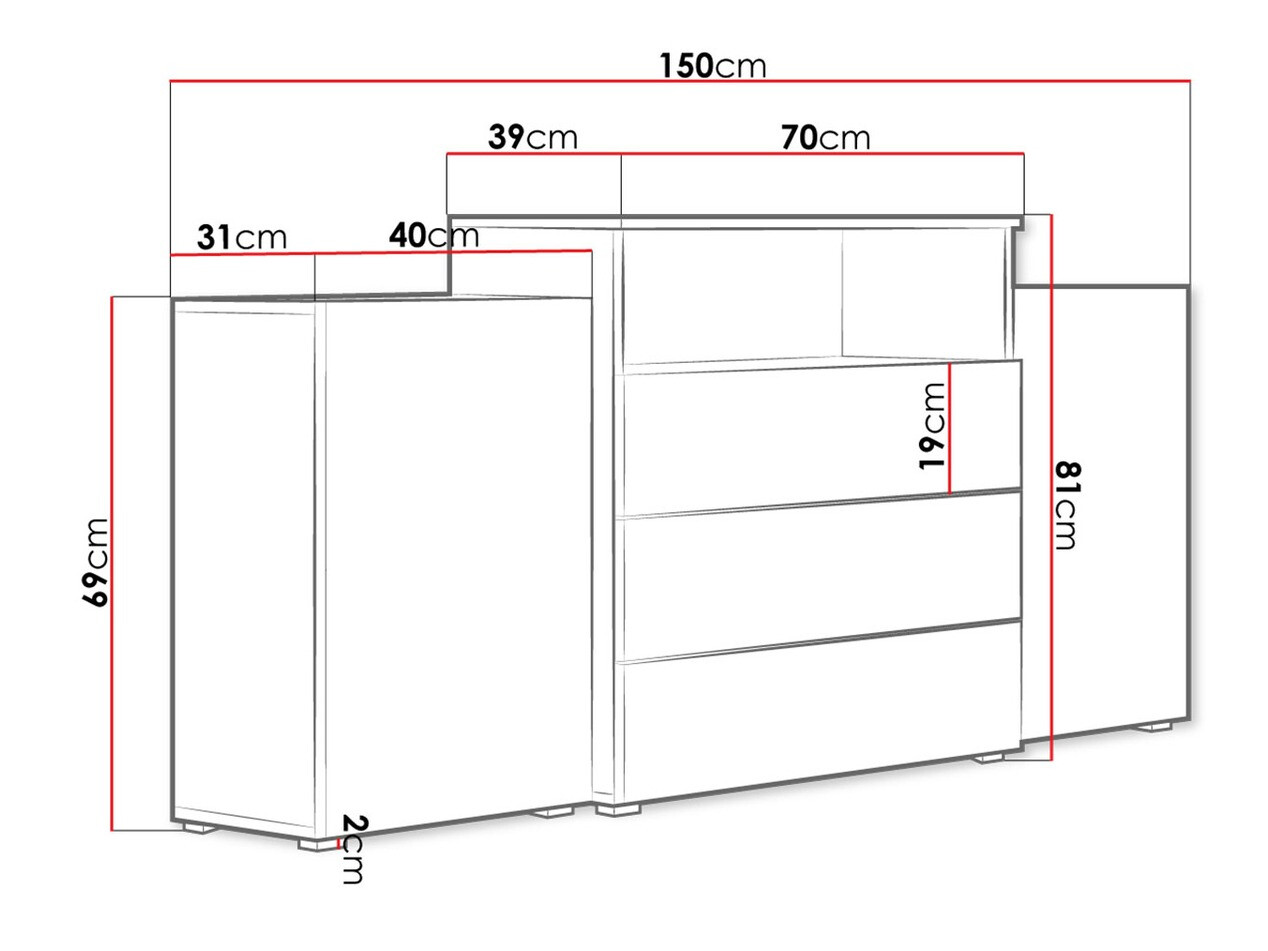 Kомод Sarasota 127 (Дуб вотан + Глянцевый белый)