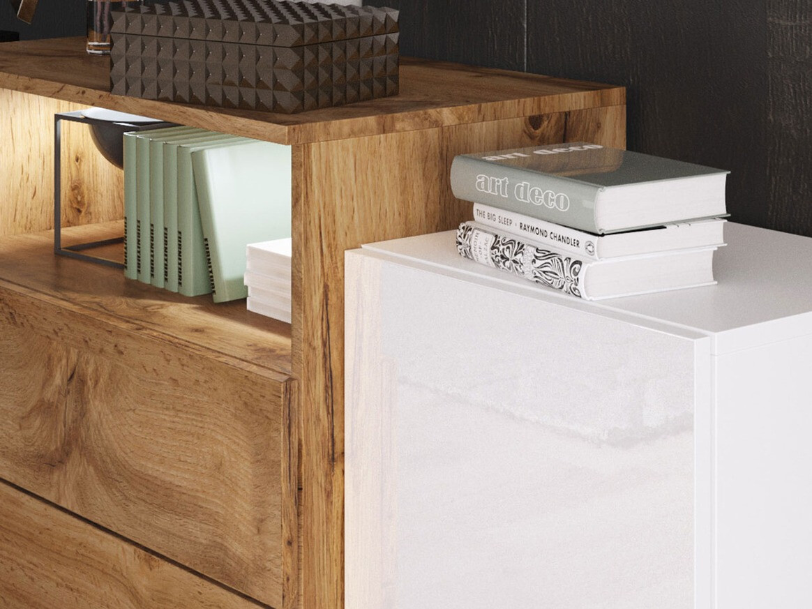 Kumode Sarasota 127 (Balts + Glancēts balts + Votan ozols)