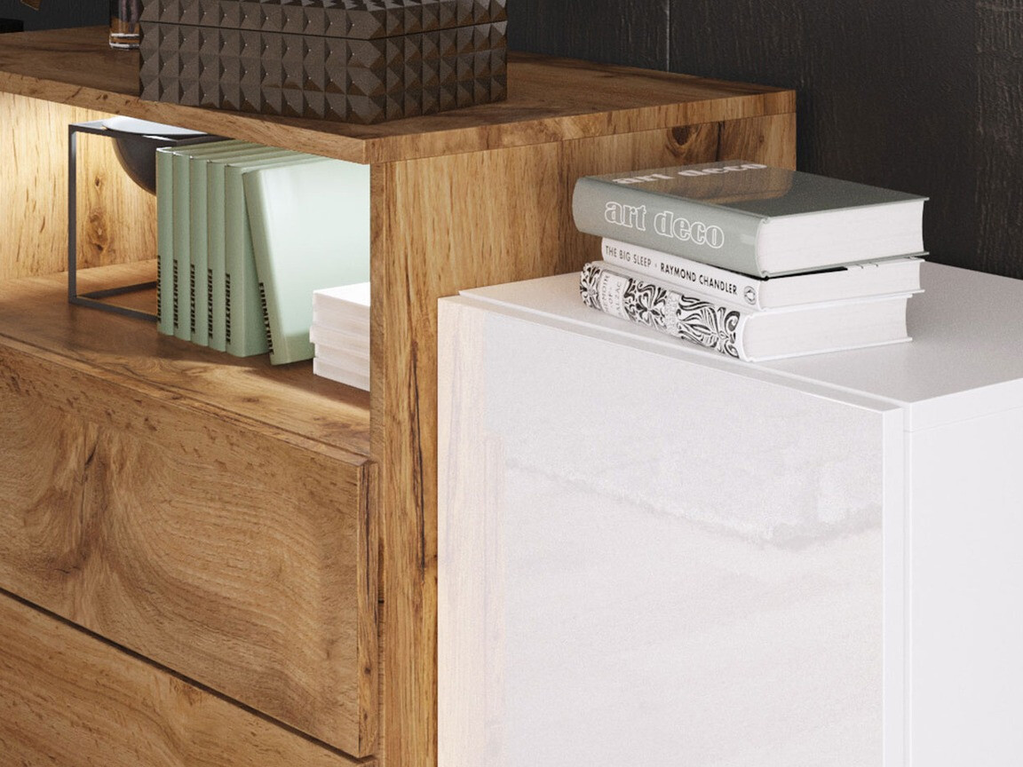 Kumode Sarasota 127 (Balts + Glancēts balts + Votan ozols)