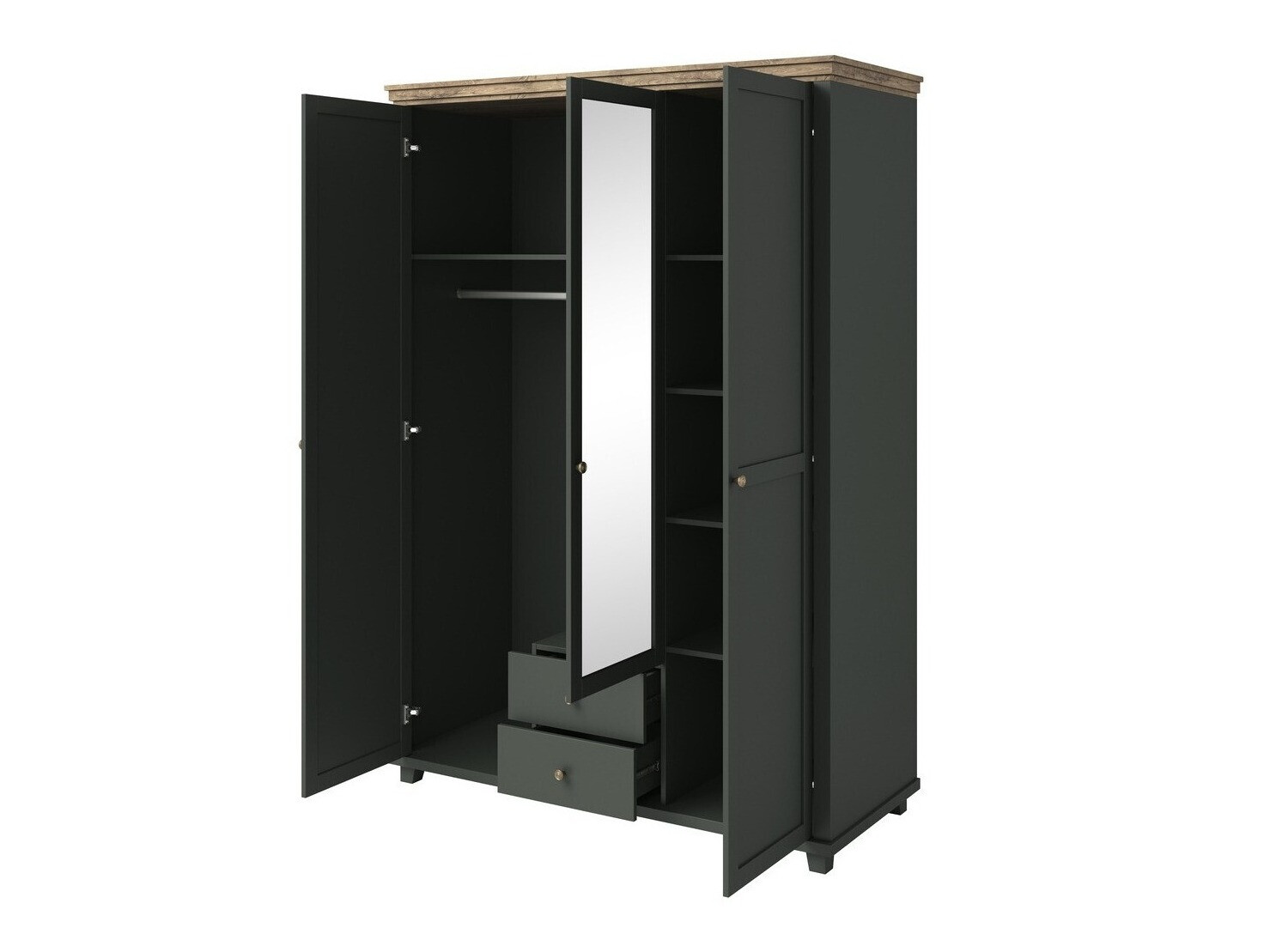 Skapis Tolnue 114 (Tumši zaļš + Lefkas ozols)