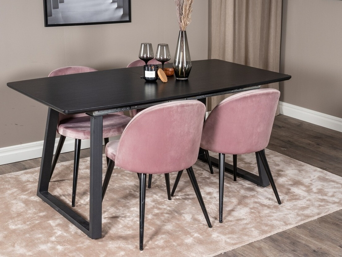 Ēdamistabas komplekts Dallas 1609 (Tumši rozā + Melns)