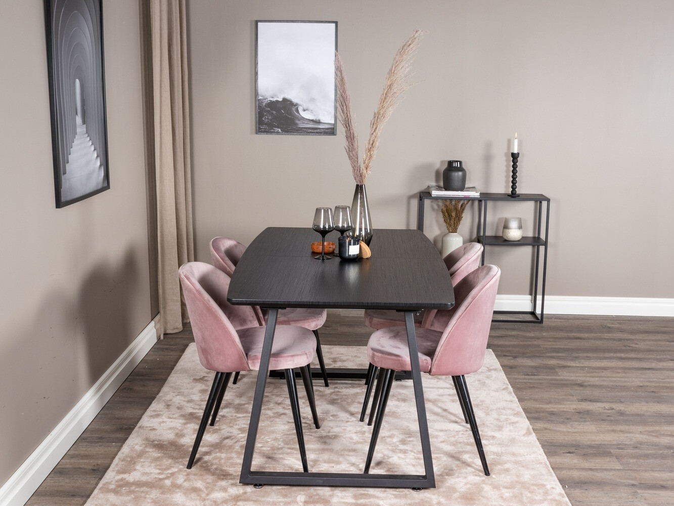 Обеденный гарнитур Dallas 1609 (Розовый + Чёрный)