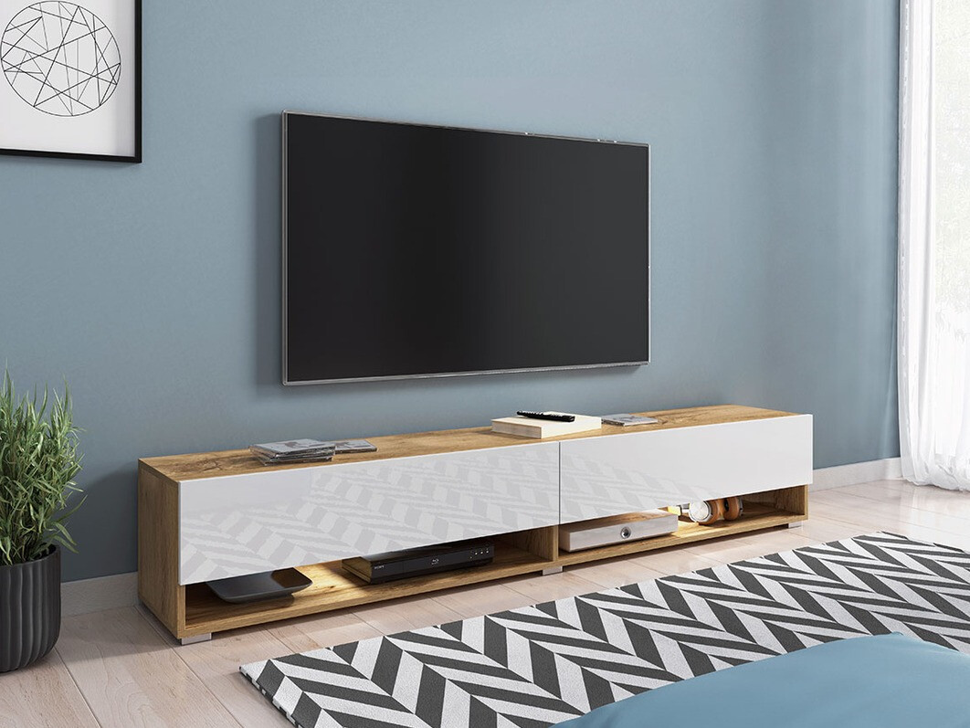 TV galds Sarasota 119 (Votan ozols + Glancēts balts)