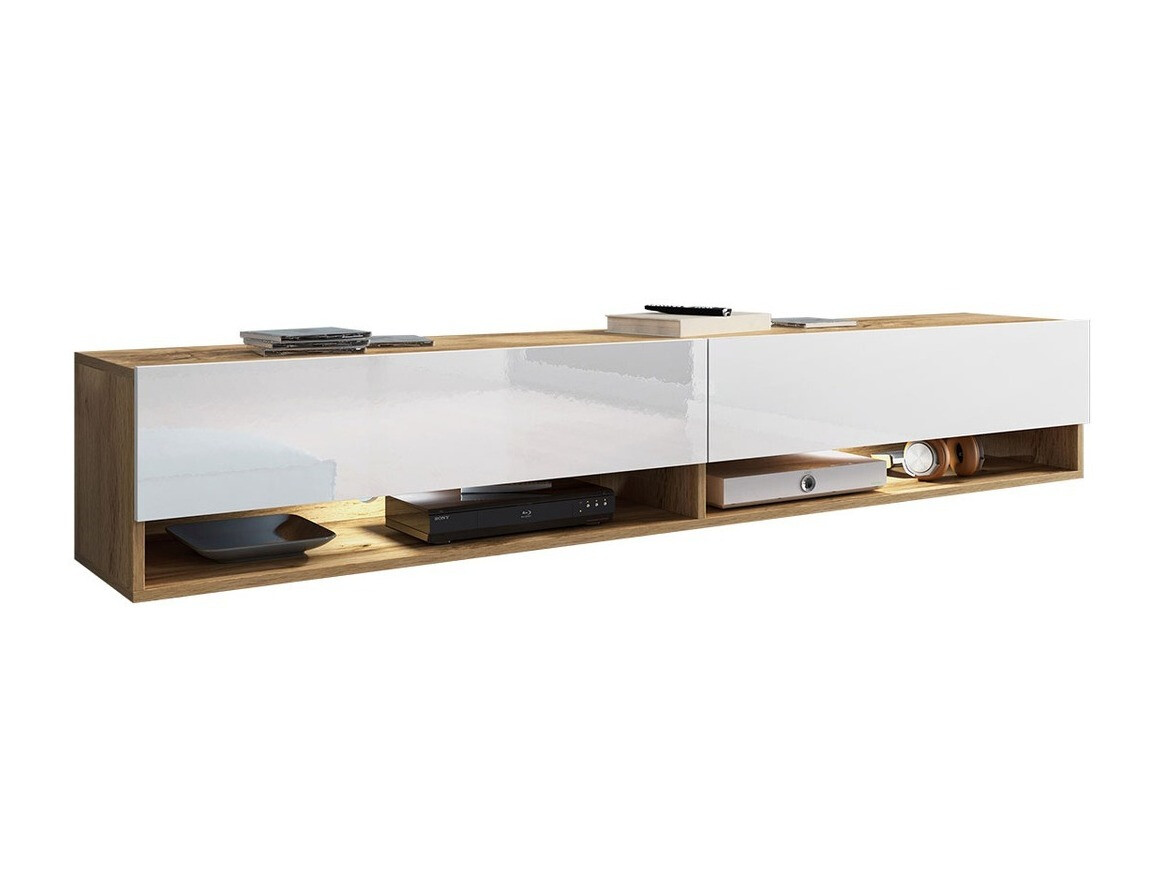 ТВ тумба Sarasota 119 (Дуб вотан + Глянцевый белый)