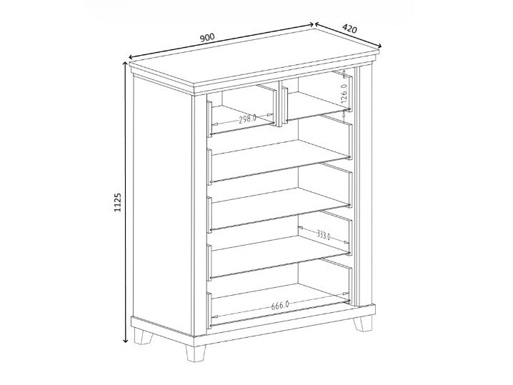 Kомод Tolnue 121 (Темно-зеленый + Дуб лефкас)