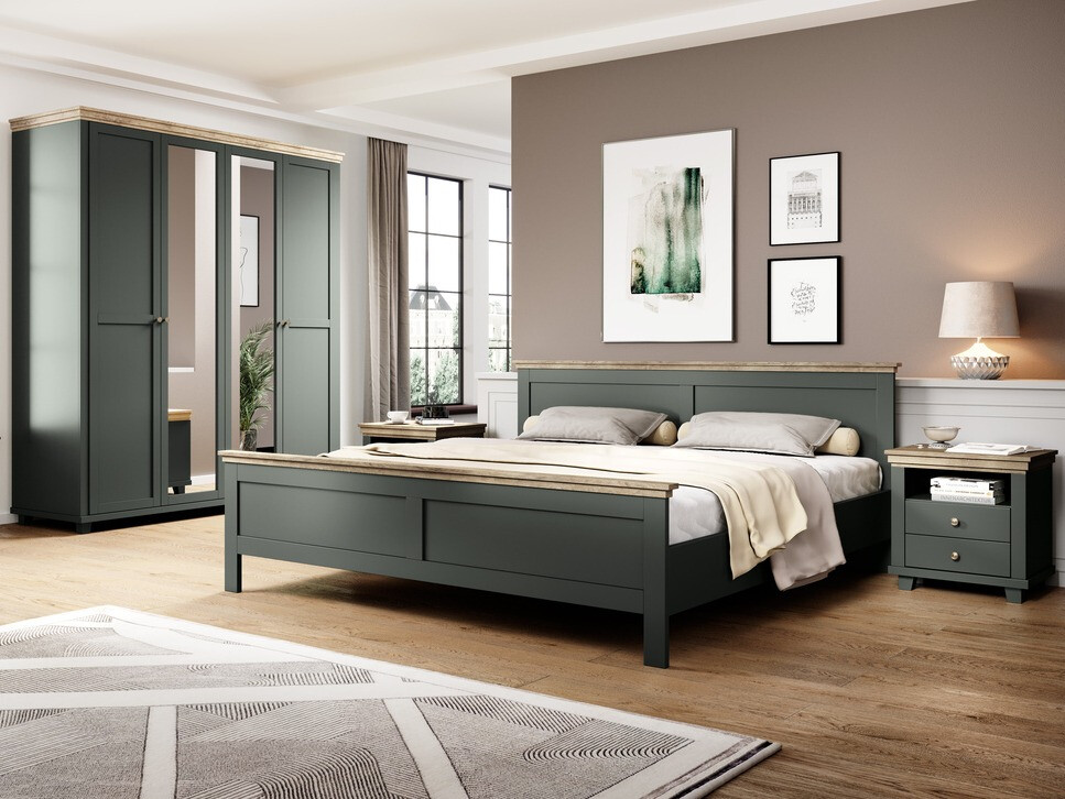 Кровать Tolnue 119 (Темно-зеленый + Дуб лефкас)