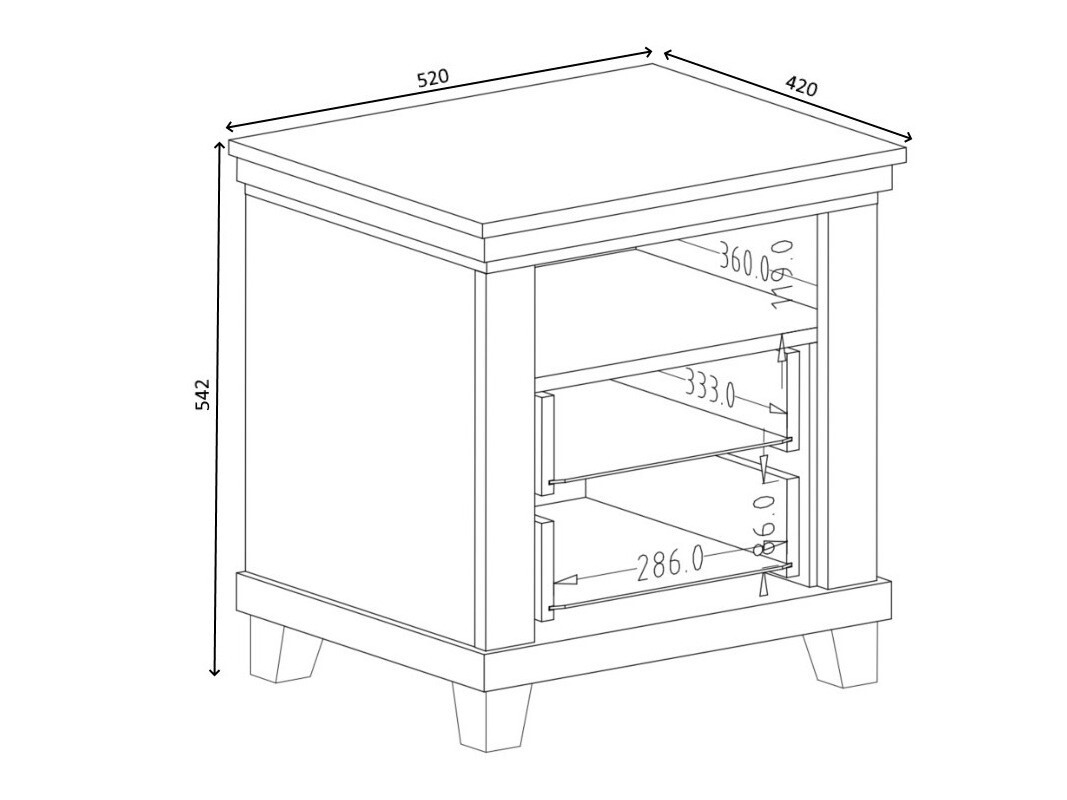 Прикроватная тумбочка Tolnue 117 (Темно-зеленый + Дуб лефкас)