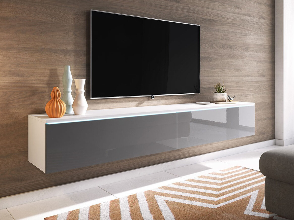 TV galds Scientia I (Balts + Glancēts pelēks)