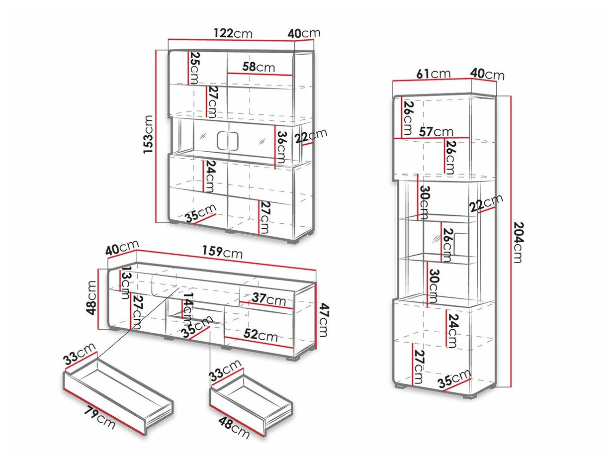 Viesistabas komplekts Torsone 104 (Balts + Glancēts balts + Sanremo ozols)