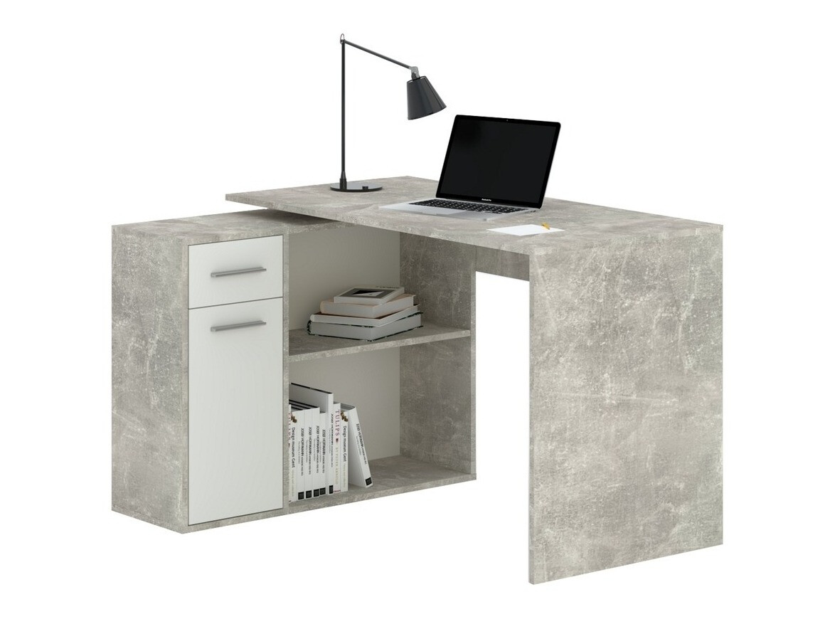 Stūra rakstāmgalds Bristol 123 (Betons + Balts)