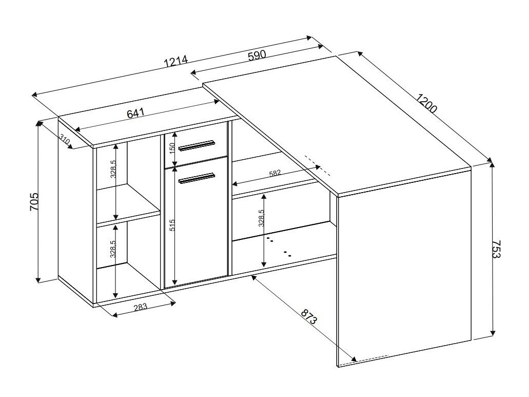 Угловой письменный стол Bristol 122 (Бетон + Белый)