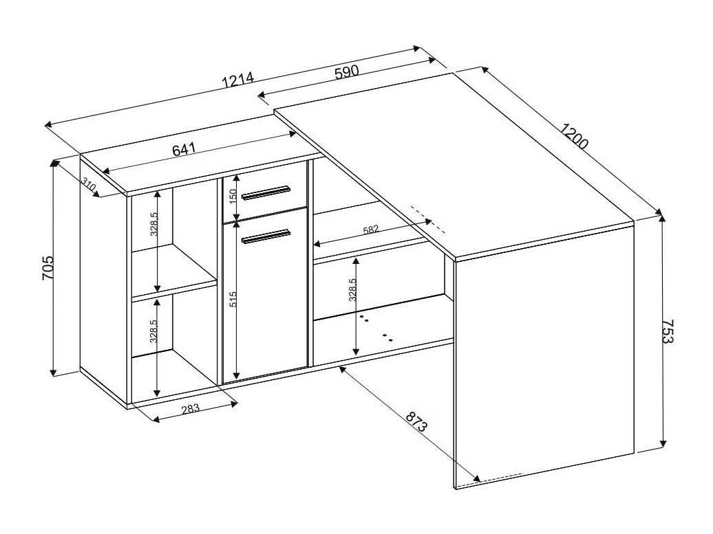 Угловой письменный стол Bristol 122 (Сонома Дуб + Белый)