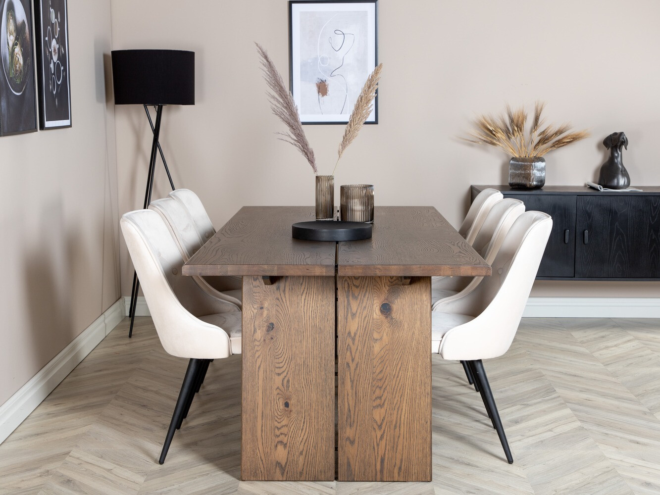 Ēdamistabas komplekts Dallas 1807 (Melns + Bēšs)