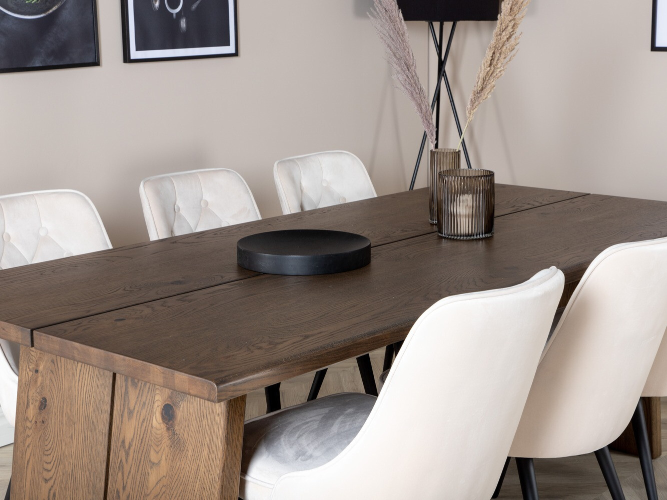 Ēdamistabas komplekts Dallas 1807 (Melns + Bēšs)