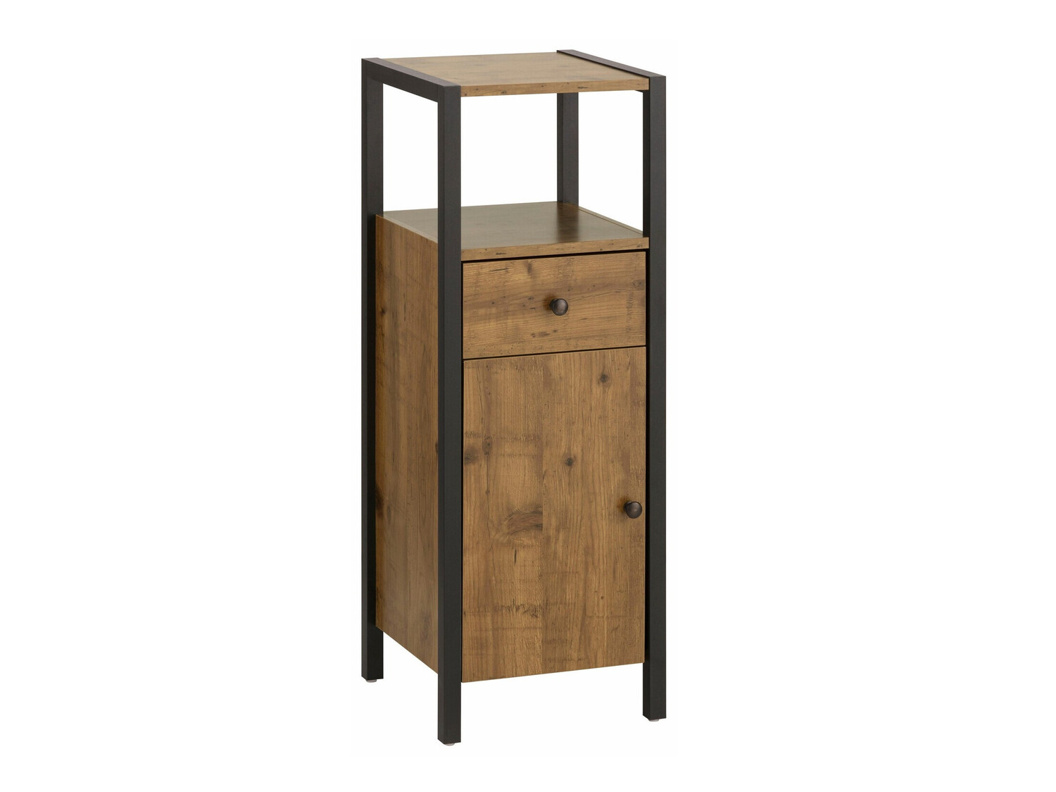 Stāvošs vannas skapītis Larnovo 112 (Tumšs ozols + Melns)